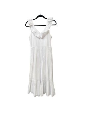 Vineyard Vines White Ruffle V-Neck Sleeveless Maxi Dress Size S
